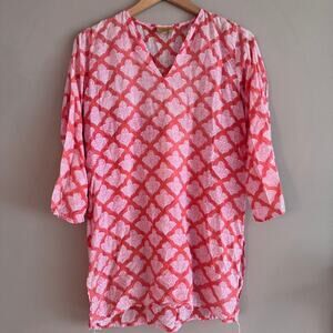 Roberta Roller Rabbit Pink Red Patterned Jemina Kurta Tunic Size Small